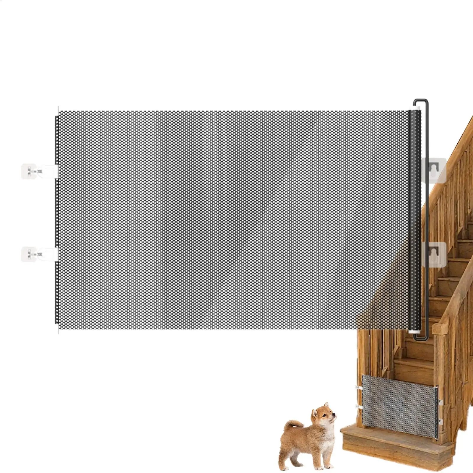 Extendable Gate For Stairs Indoor Dog Retractable Safety Gate Screen Fence Protective Barrier Mesh Screen For Balcony Hallways