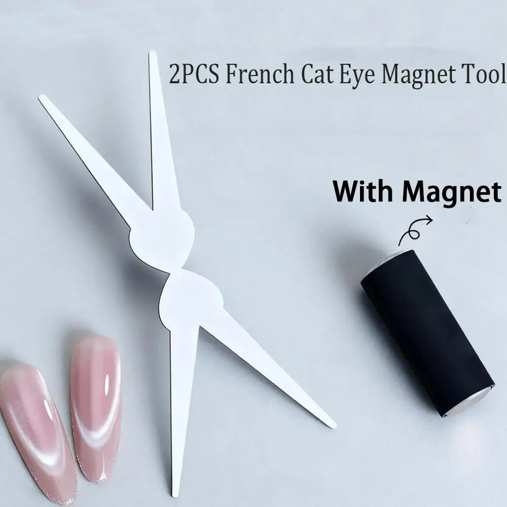 3D Double Headed Nails French Shape Strong Cat Eye Magnet Nail Art Gel Polish Magnetic Effect Manicure Accessories Tools Set