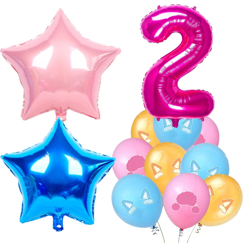 Cartoon Blue Dog Birthday Party Decoration Pink Dog Disposable Tablecloth Cup Bingo plate Baby Shower Kids Favors Party Supplies