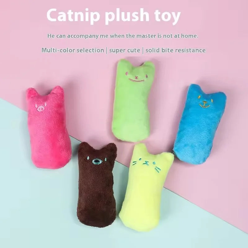 Catnip Plush Thumb Toy For Cats Scratch Resistant Chewable Kitten Molar Toy Interactive Self-Play To Relieve Boredom Durable