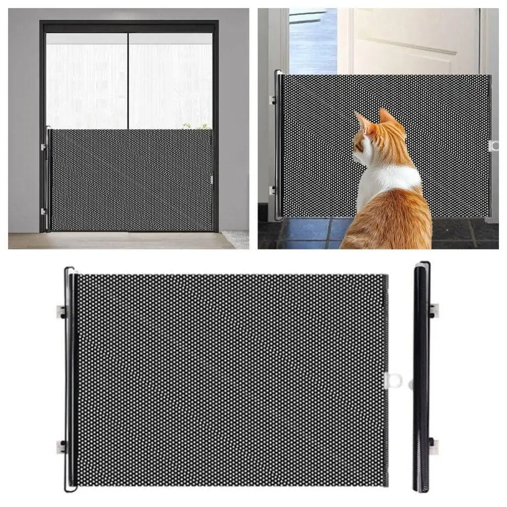 Retractable Folding Pet Fence Barrier with Universal Hooks Baby Safe Guard Door Easy Installation Pet Isolation Gate for Dogs