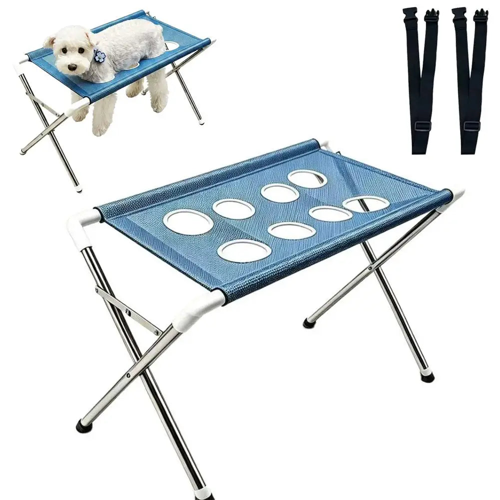 Pet Grooming Hammock Stand Foldable Dog Cat Nail Clipping Harness Stainless Steel Portable Breathable Mesh Grooming Care Tool