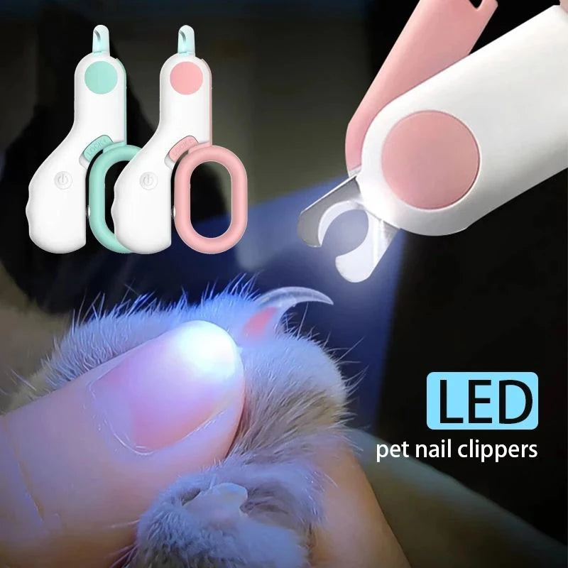 Led Light Cat and Dog Nail Clippers Professional Pet Nail Trimmer with Safety Lock for Small Dogs and Cats Animal Care Grooming Tool Set