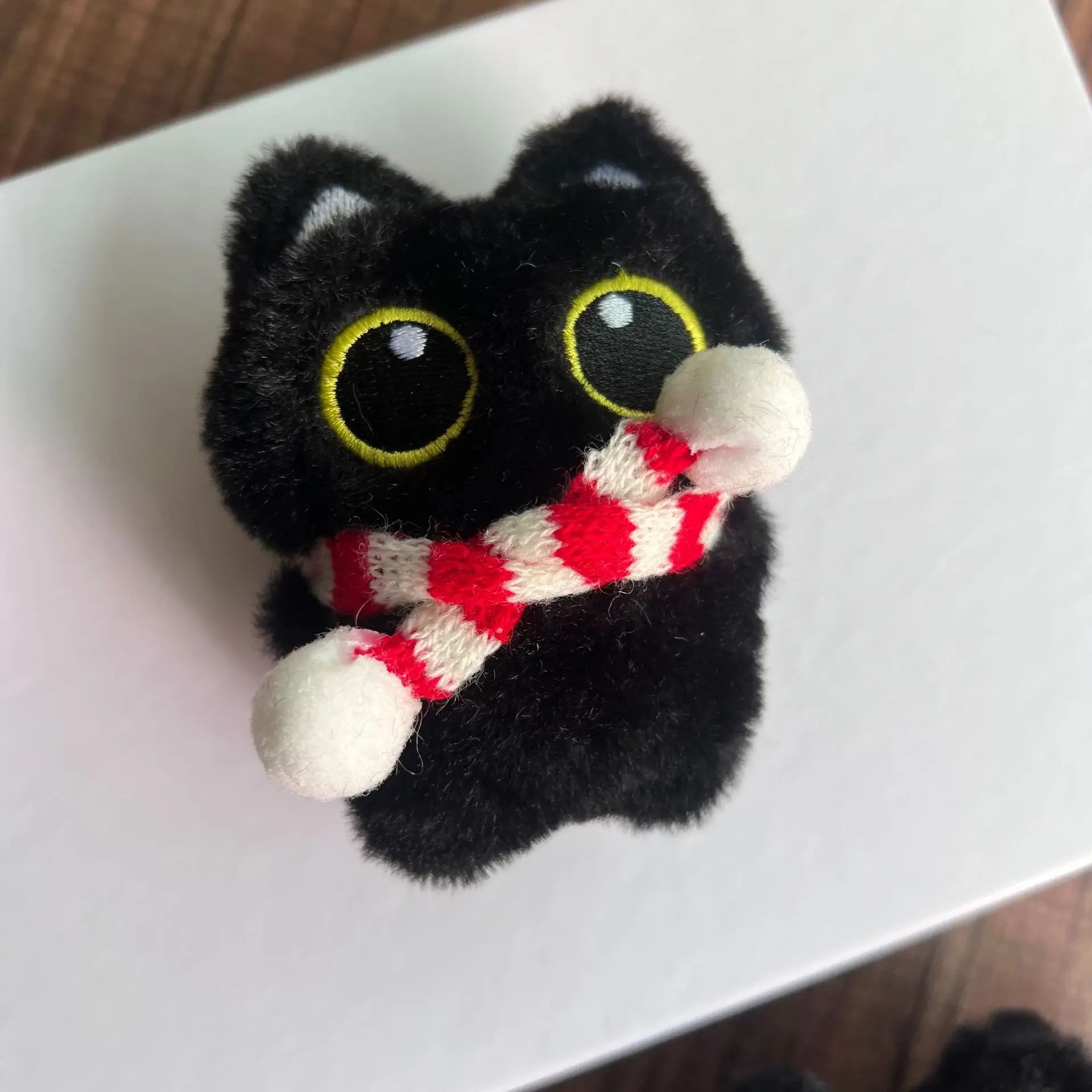 Cartoon Cute Black Cat Plush Keychain Squeaky Toy Squishy Bag Pendant Soft Stuffed Toy Ins Style Cuddly Cat Doll Boys Girls Gift