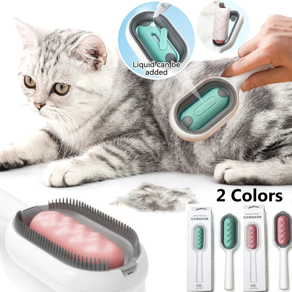 Cat Brush Long Hair Remover Brush for Dog Cat Silicone Pet Grooming Comb with Wipe and Water Tank Pet Product Accessories