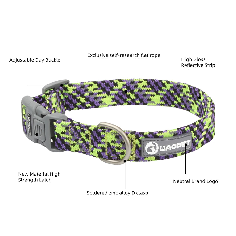 Adjustable Puppy Dogs Collar Medium Large For Dog Choker Ring Durable Reflective Nylon Pet Cat Collar Breathable Bulldog Harness