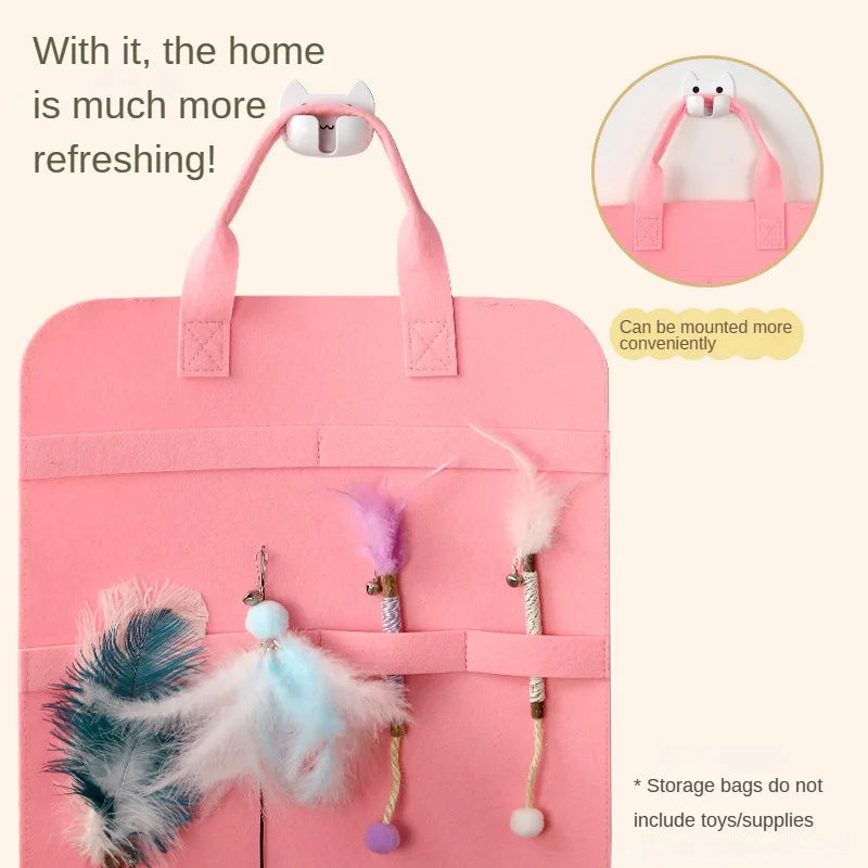 Pet Storage Bag Cat Toy Storage for Cat Stick Toys Catnip Toy Dog Comb Cat Interactive Toy Pet Toys Organizer Pet Products ﻿