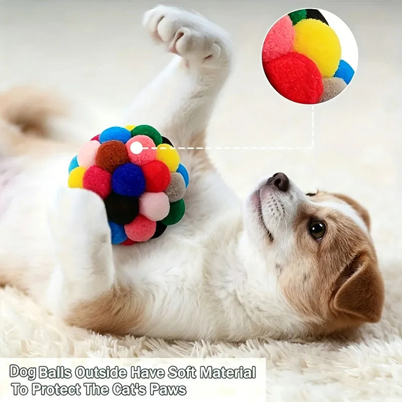 2Pcs/5Pcs Cat Ball Toys Pet Elastic Bell Ball Self-Entertainment Ball Toy for Cats, Suitable for Indoor Cats and Kittens, Chew Toy, Random Color