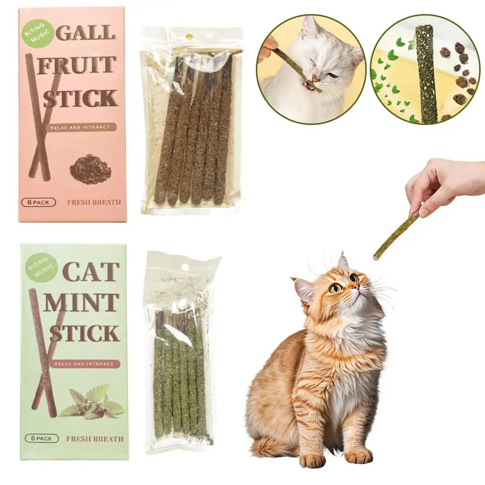 6pcs Natural Matatabi Cat Stick Mint Caught Bite Excited Rods Silvervine For Cat Teeth Cleaning Treating Pet Supply Cat Toys