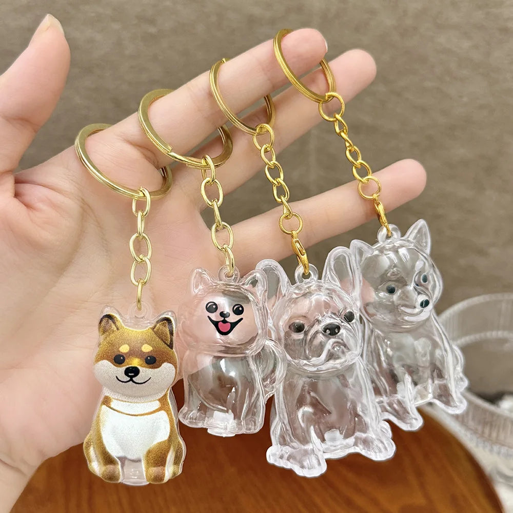 Memory Keychain Creative Cute Dog Keychain Transparent Capsule Pendant Playful Dog Hair Storage Box For Keychains Backpack