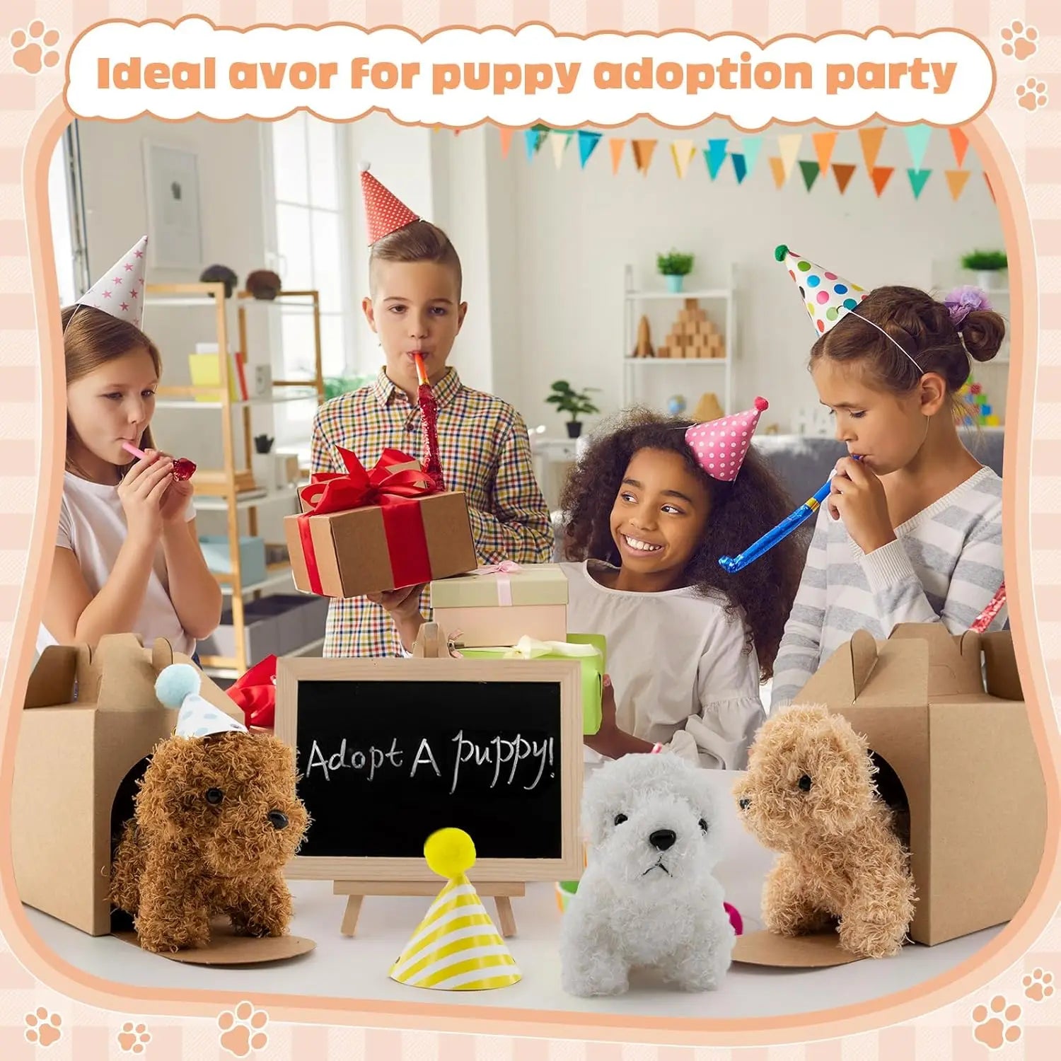 12-80Set Mini Plush Puppy Stuffed Dogs Adopt A Pet Dog Party Favors Goodie Bags, Animals Bulk Gift Toys