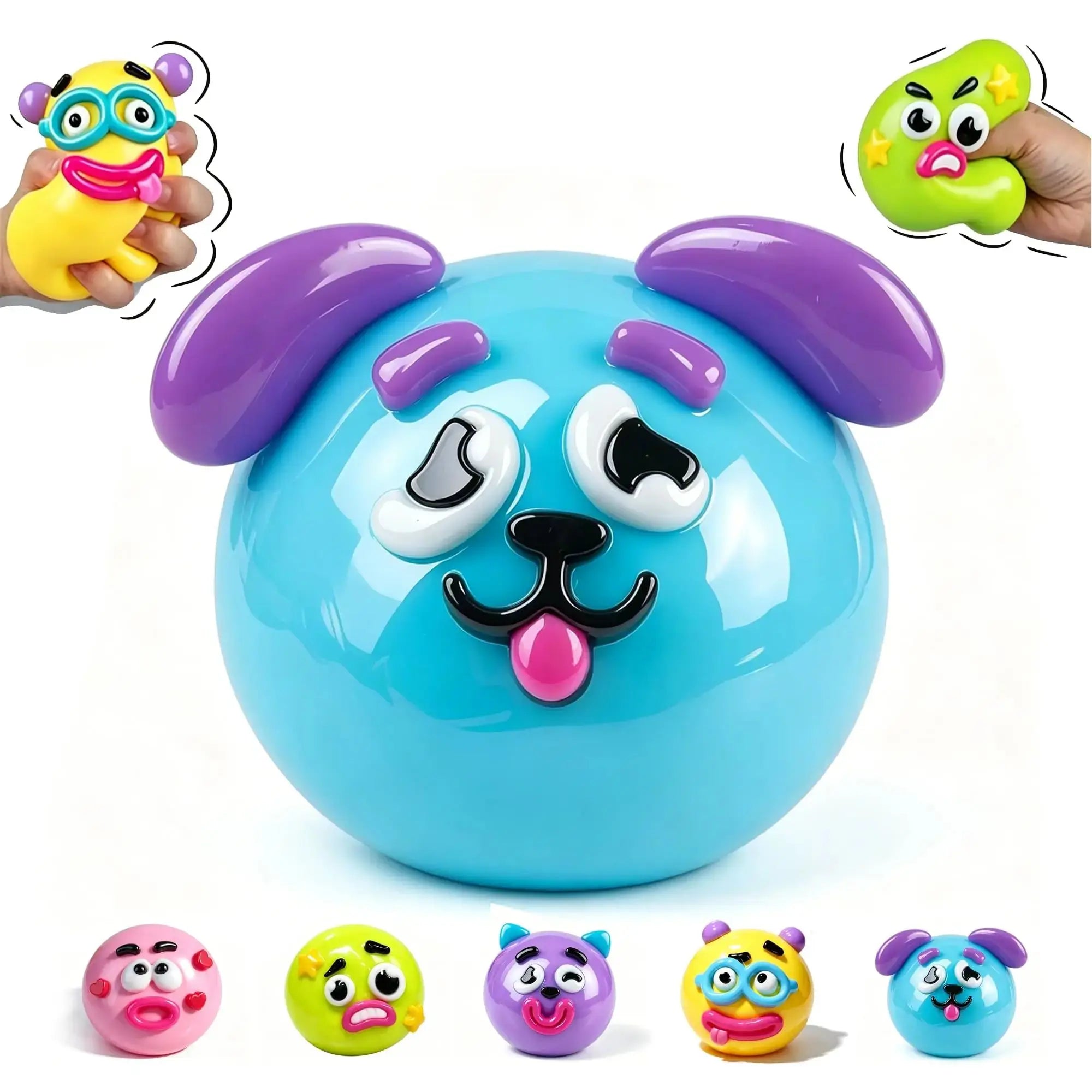 Funny Dog Expressions Squeezing Toy Soft Wet Cute Face Changing Slowly Rising Relaxing Sensory Toy Adults Ideal Home Office Gift