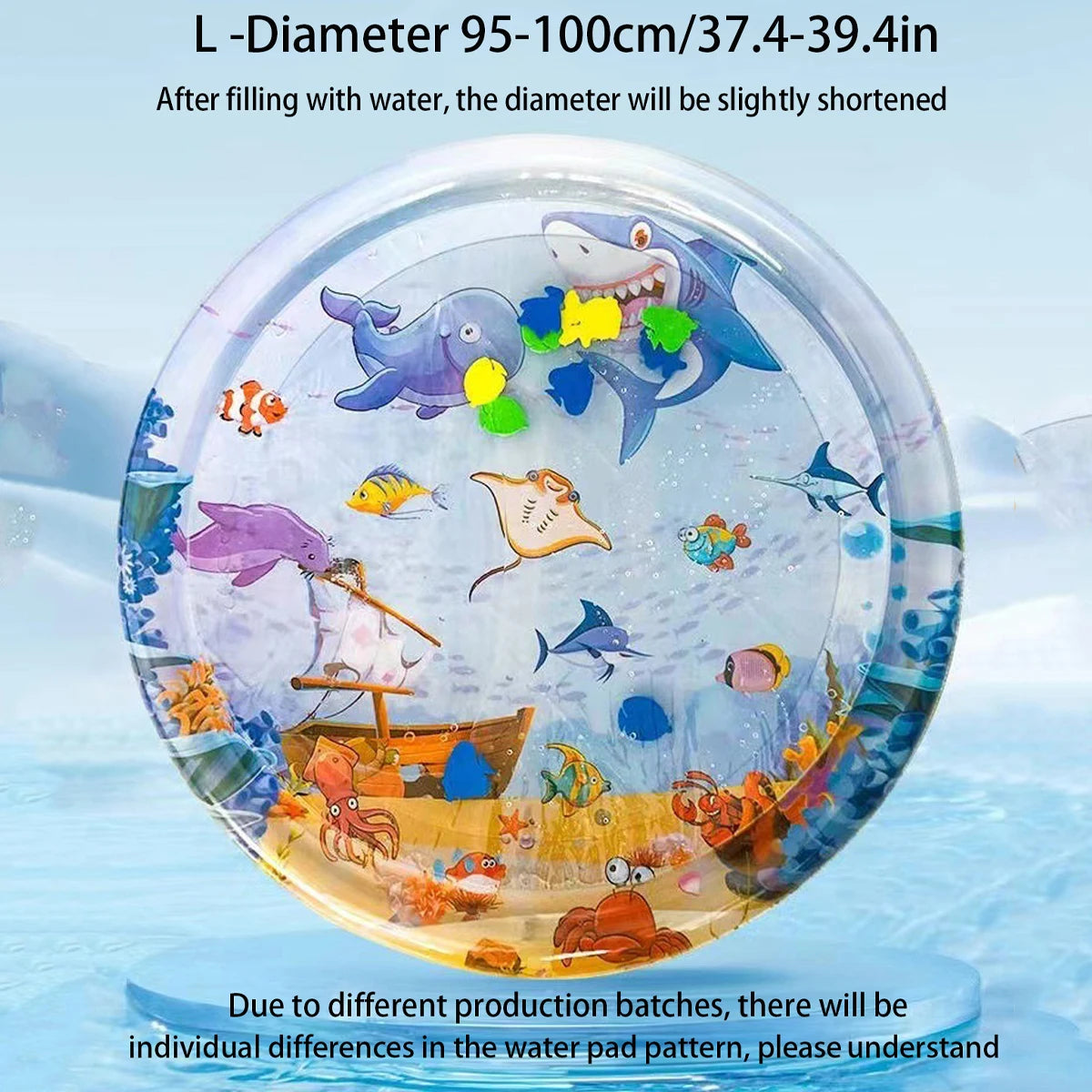Summer Pet Cooling Mat，Thickened Inflatable Water Mat For Cat And Dog Pet Playmat With Fish Sea Ocean Theme Sensory Toy Water