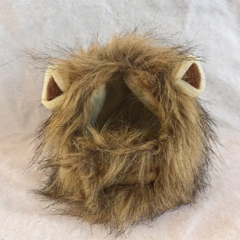 New Cute Funny Lion Mane Wig Hat for Pets Cat Dog Cosplay Costume with Ears Fancy Party Supplies