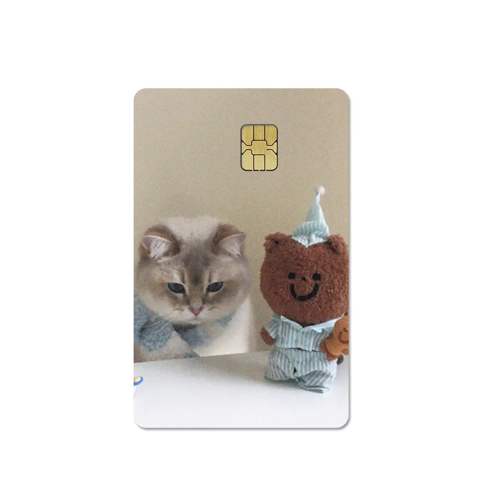 Cute Pet Puppy Kitten Lamb Credit Debit Card Sticker Bread Dog Bus Pass DIY Waterproof Small Chip Film Sticker Decoration Gift