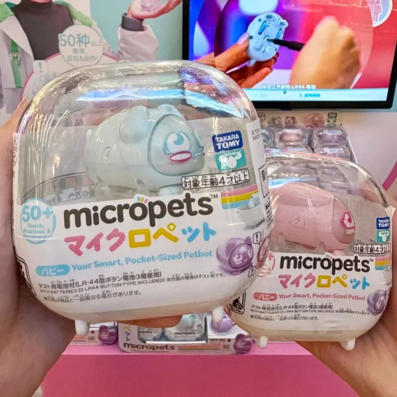 Genuine Takara Tomy Micropets Pocket-Sized Petbot Cat Rabbit Dog Series Electron Pet Interaction Machine Toy Gifts