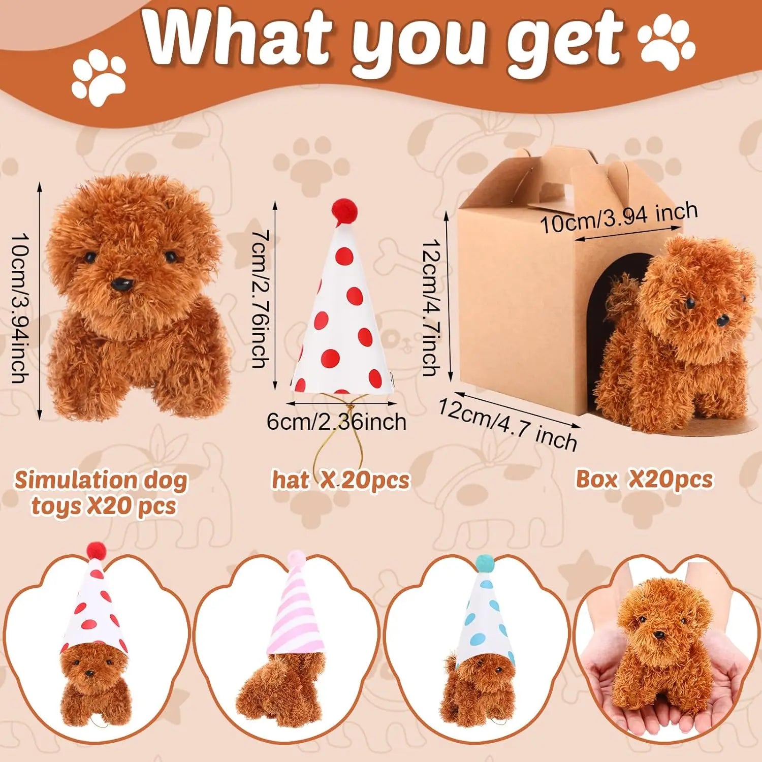 12-80Set Mini Plush Puppy Stuffed Dogs Adopt A Pet Dog Party Favors Goodie Bags, Animals Bulk Gift Toys