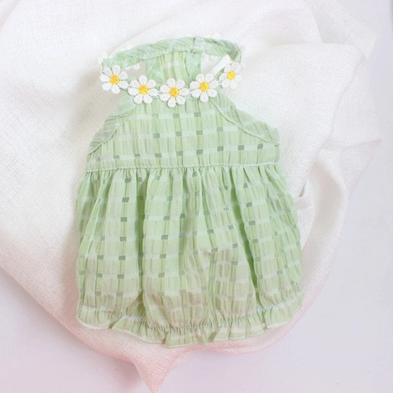 Pet Products Summer Floral Designer Dogs Fancy Dress Candy Green Tutu Skirt Mini Female Cat Clothes for Chihuahua Summer Puppy