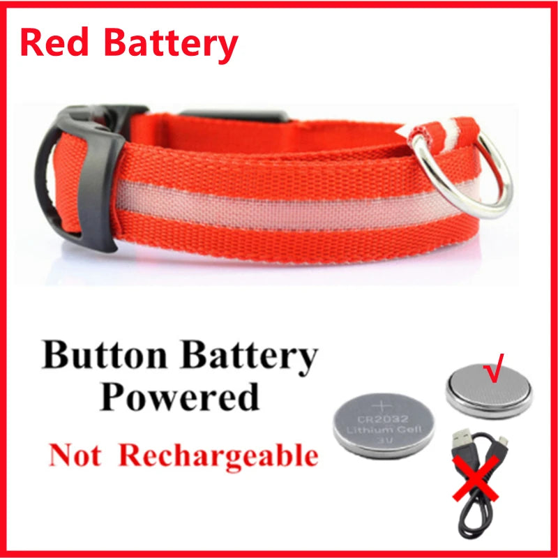 LED Luminous Collar Adjustable Glowing Dog Collar USB Rechargea  Flashing Anti-Lost/Avoid Car Accident Collar Dogs Pet Products
