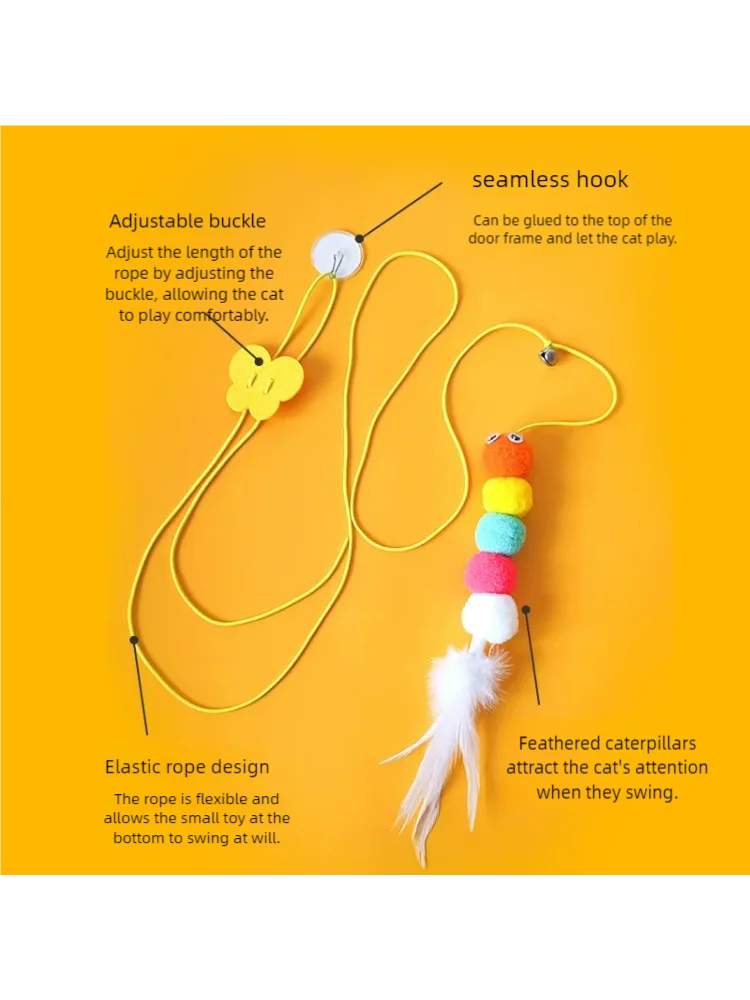 Pet Cat Toys Funny Stick Kitten Self -hi Elastic Rope Dragonfly Shape Feather Bell Teasing Stick Hanging Swing Thousands