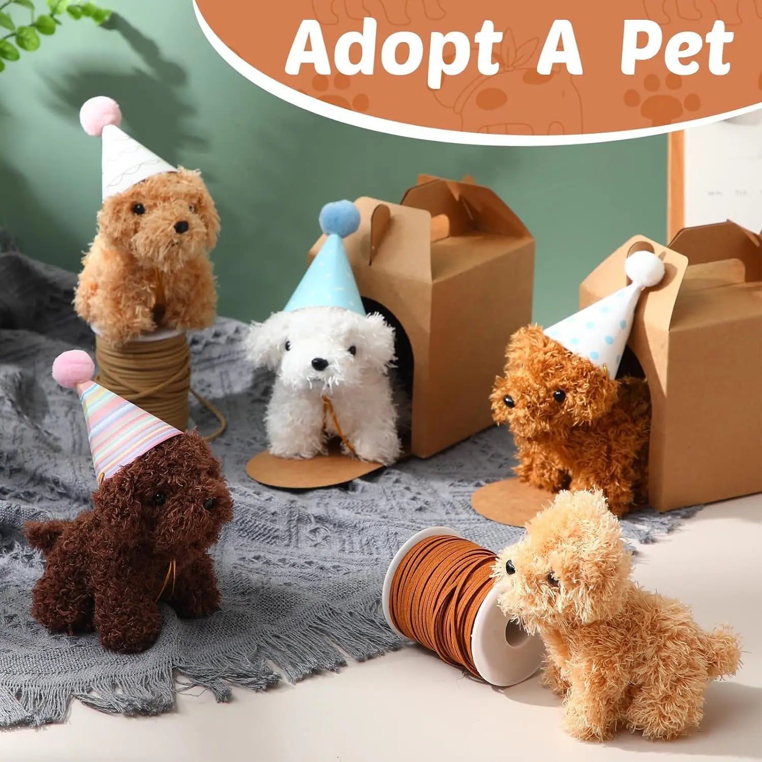 12-80Set Mini Plush Puppy Stuffed Dogs Adopt A Pet Dog Party Favors Goodie Bags, Animals Bulk Gift Toys