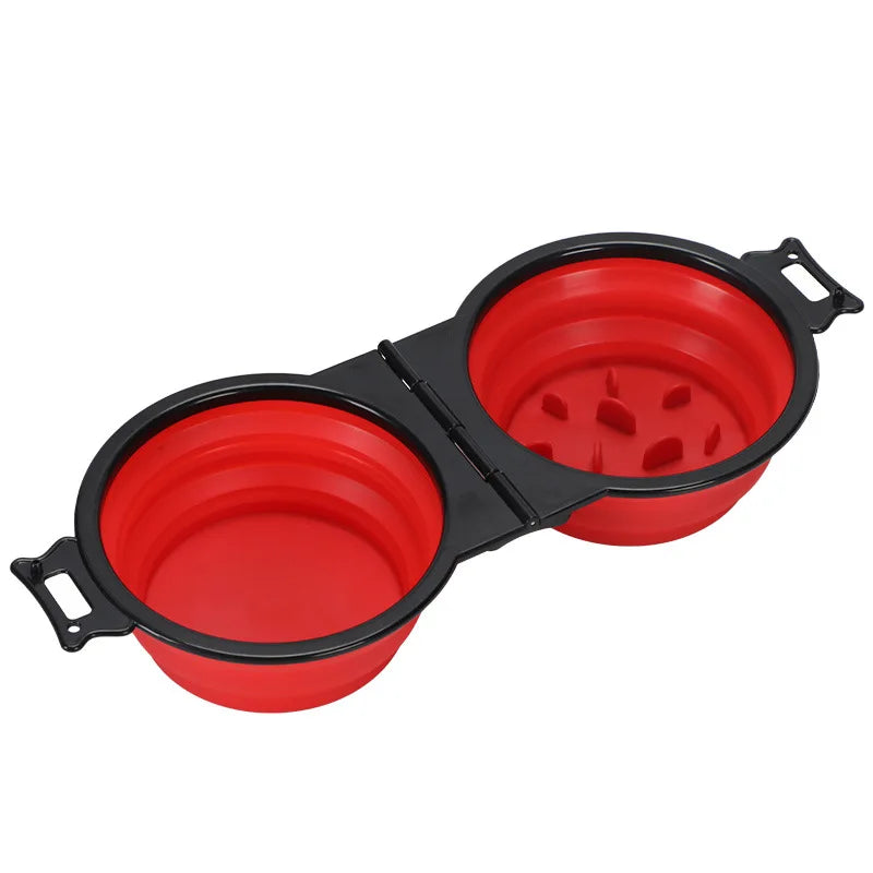 1-piece 2-in-1 Foldable Dual Bowl Feeding Bowl Portable Outdoor Travel Dog Cat Drinking Bowl Pet Supplies Outdoor Feeding Water