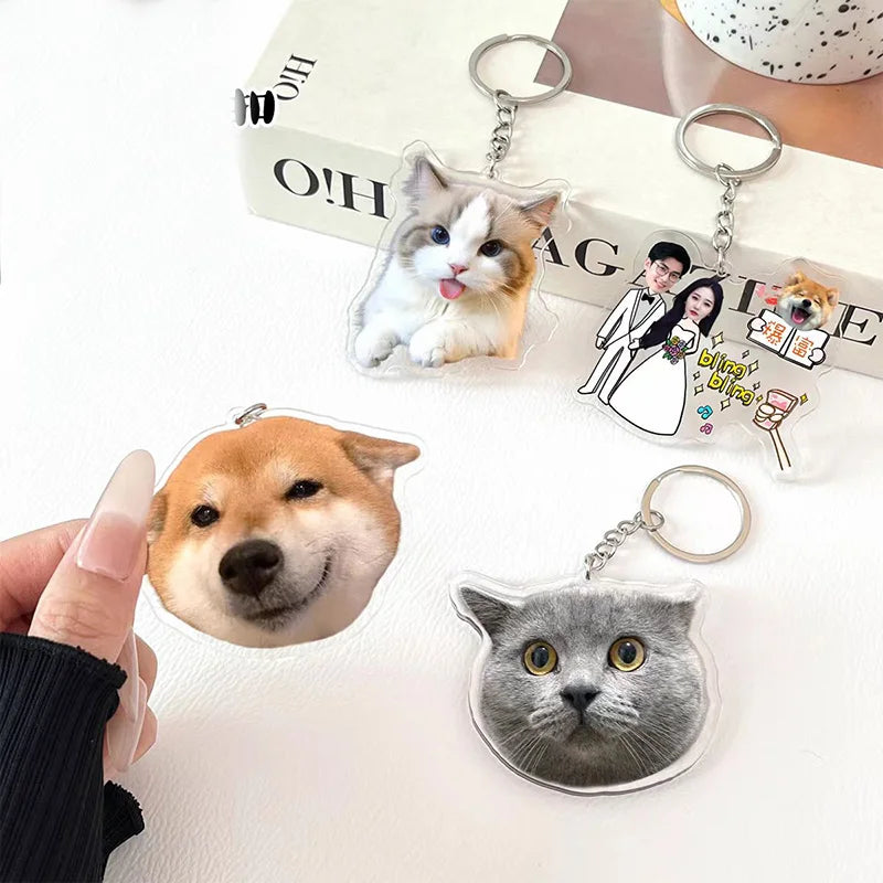 Customized Personalized Acrylic Keychain Order Custom Made Pet Photos Keyring Your Own Design Key Ring For Backpack Accessories