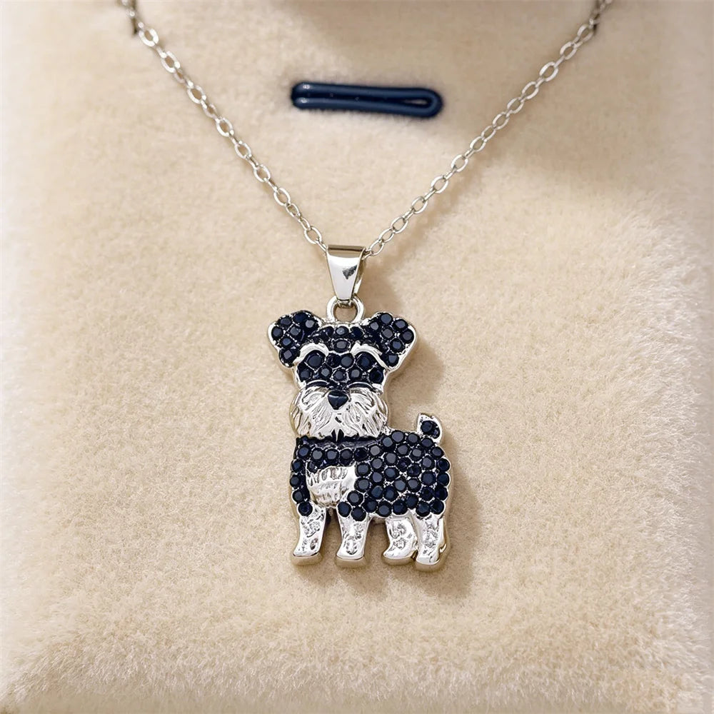 Exquisite and Cute Schnauzer Dog Pendant Necklace for Women Elegant Pet Puppy Jewelry Animal Accessories Dog Lovers Gift
