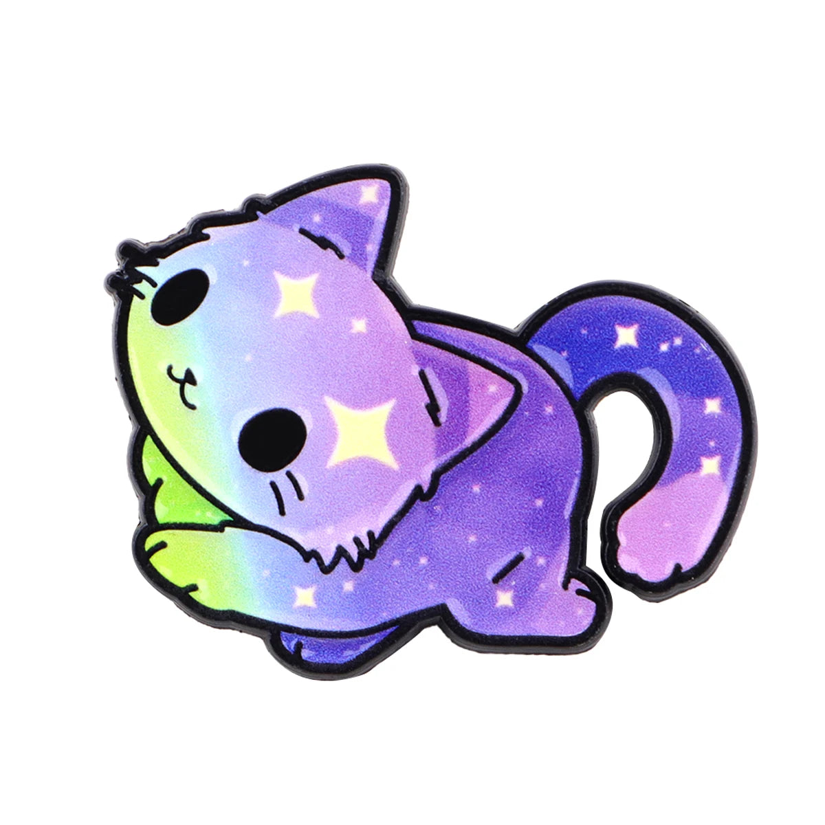 Cute Rainbow Galaxy Cat Enamel Pins Kawaii Cartoon Brooches Animal Lapel Badges Jewelry Gifts for Cat Lovers & Pride Accessories