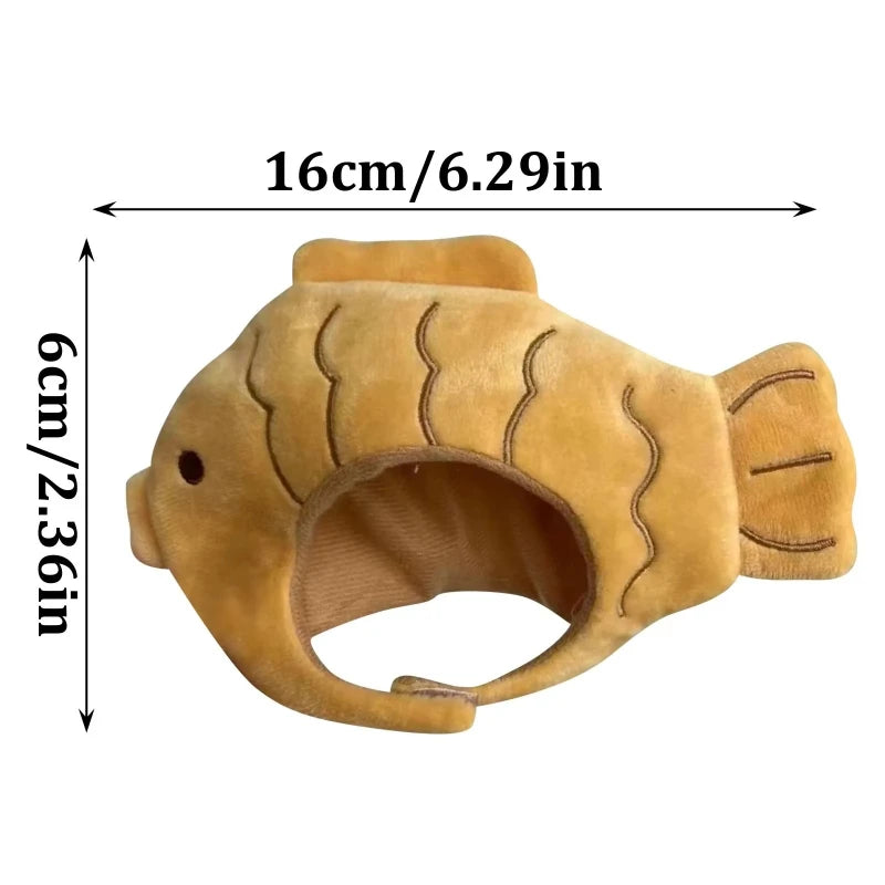 Cartoon Cat Hat Cute Fish Shape Pet Cat Costume Breathable Headdress Hat For Cat Pet Cat Headgear Pet Plush Fun Hat Toy For Cat