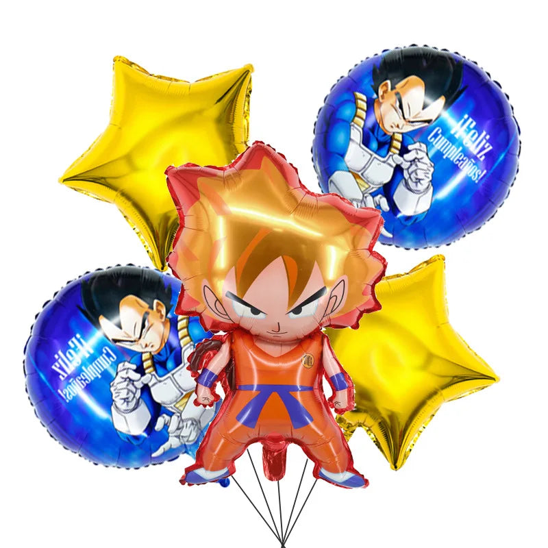 Anime Saiyan Goku Aluminum Foil Balloon Pack Dragon Cartoon Themed Kids Birthday Party Decor Supplies