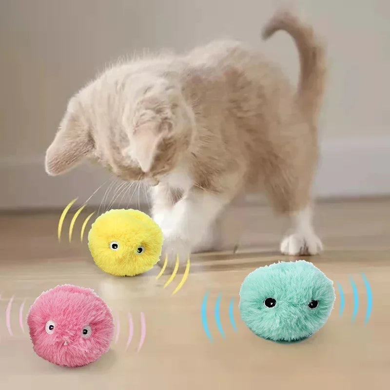 Training Toy Interactive Ball Smart Cat Toys Plush Electric Catnip Kitten Touch Sounding Pet Product Squeak Toy Ball