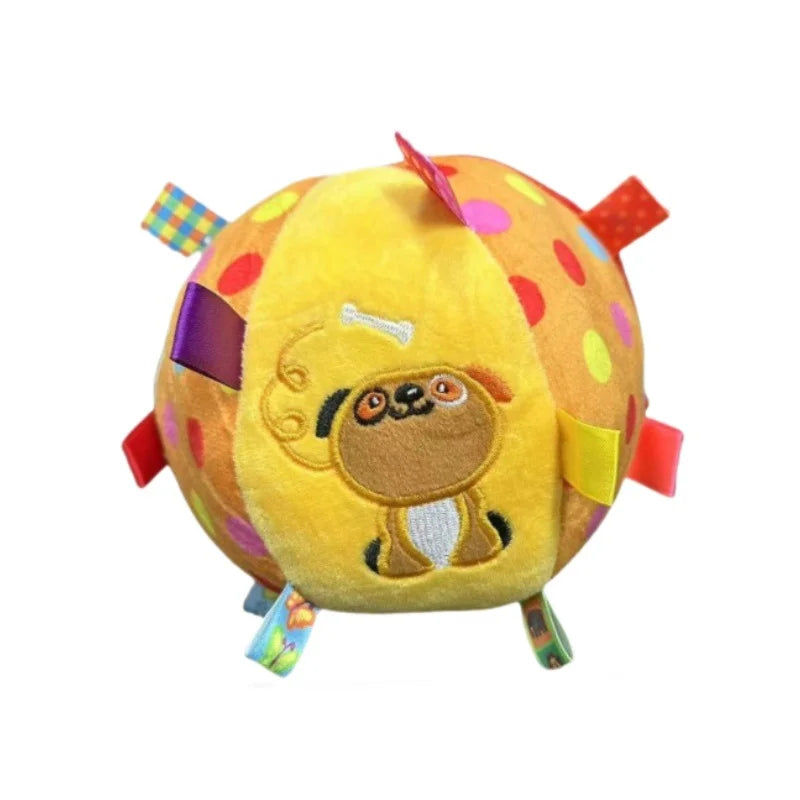 Squeaky Plush Dog Ball Toy with Colorful Ribbons Bite Resistant Interactive Chew Toy Puppy Stress Relief Training Play Ball