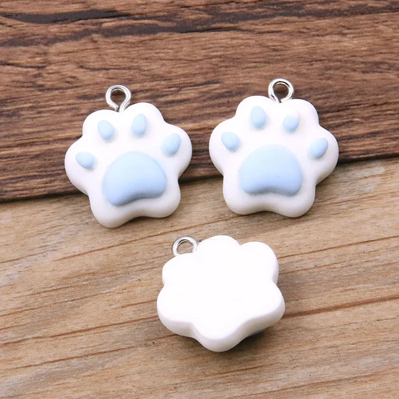 10PCS 20X22mm 7 Color Cat Claw Resin Charms DIY Cartoon Animal Earring Pet Choker Pendants Jewelry Accessory Make