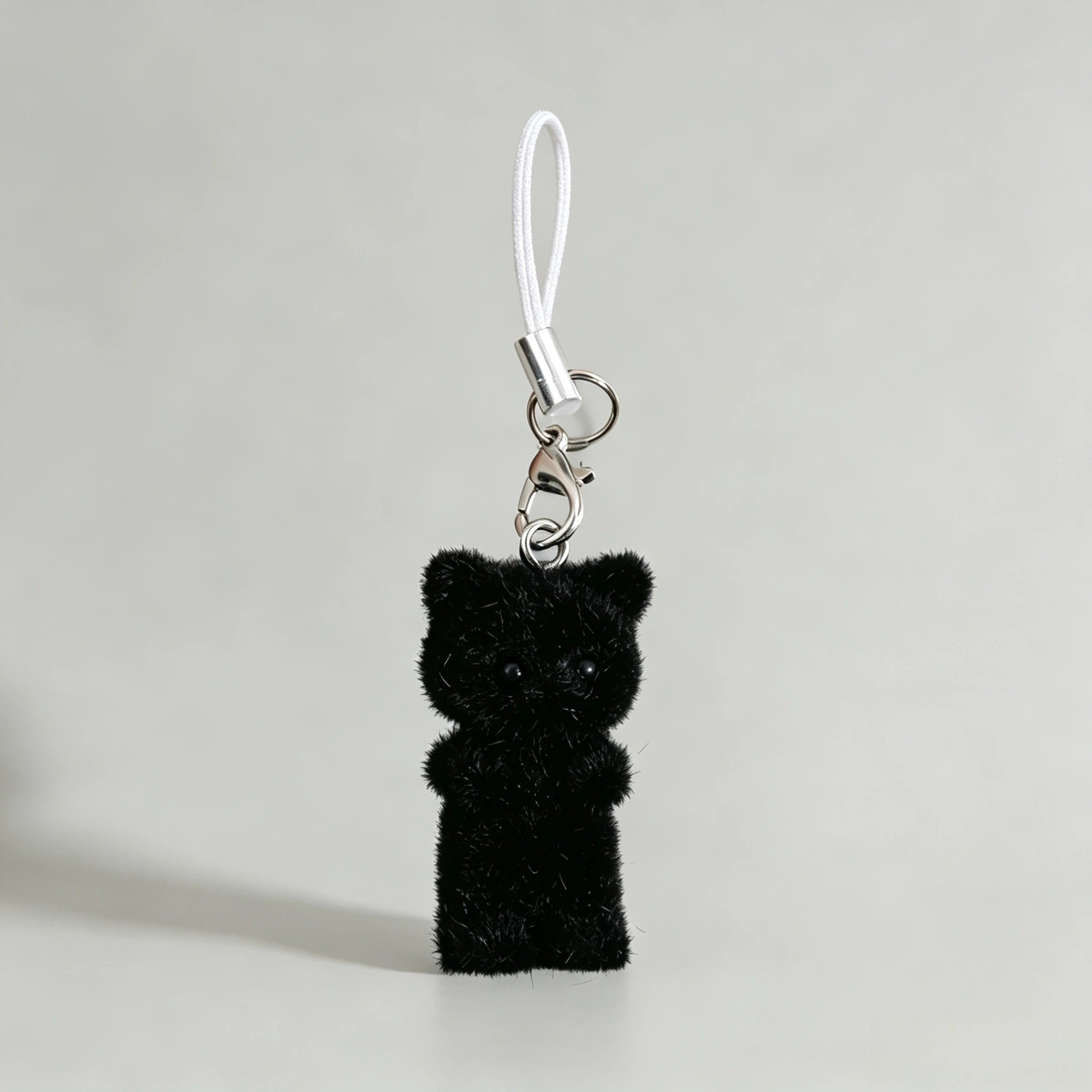 Cute Angel Wing Flocking Cat Charm Keychain for Women Cute Mini Kitten Bag Pendant Sweet Girl Phone Lanyard Keychain Accessories