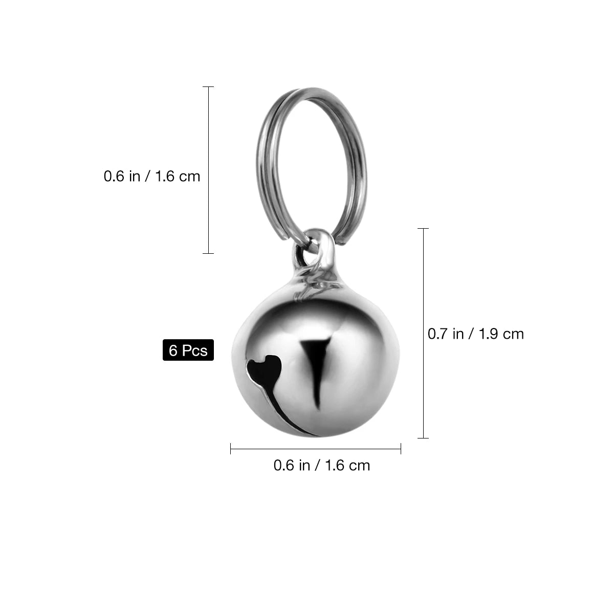 6pcs 16mm Cat Pendant Bell Copper Collar Bell Hanging Ornaments  Metal Pet Jingle Hanging Bells Dog Puppy Necklace Accessories