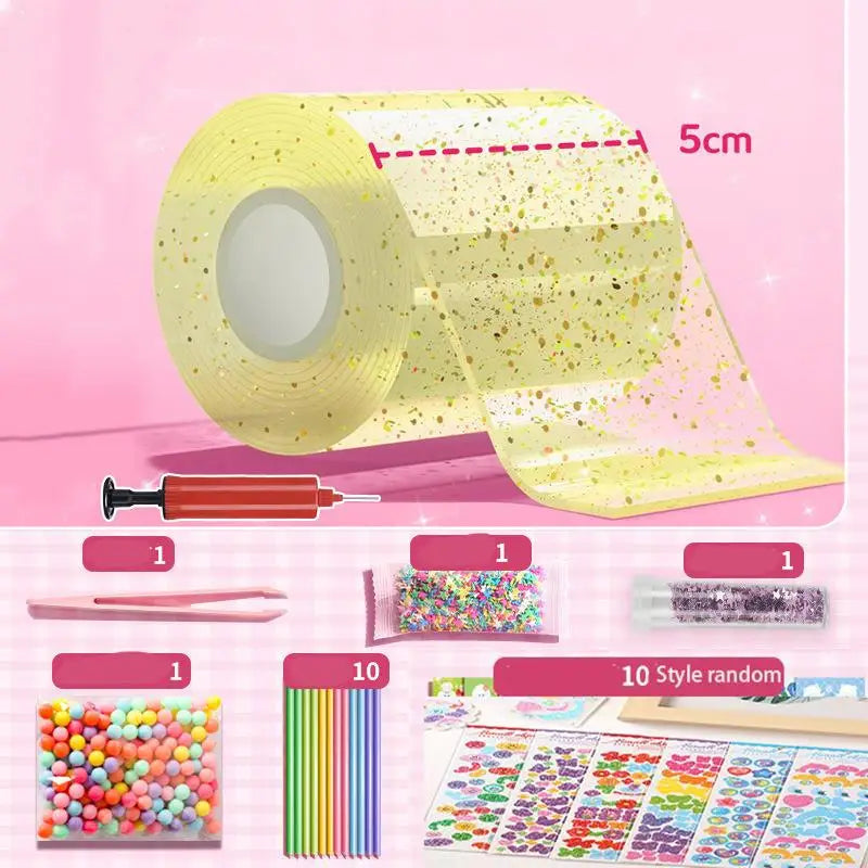 PET Nano Glue Knead Music Double Sided Tape Blow Bubbles Full Set Of Nano Tape Bubble Blowing Decompression Toy Stickers