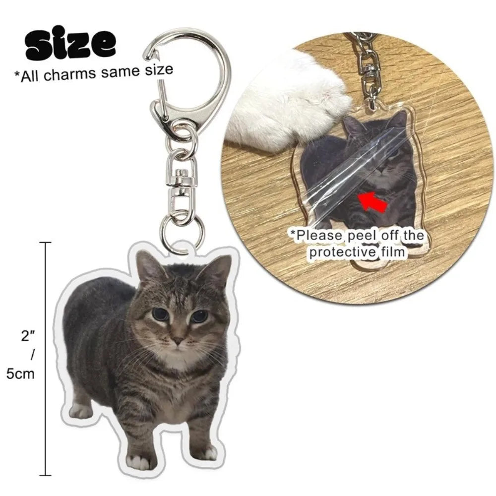 Sand Sculpture Texture Cartoon Cat Keychain Compact Size Lightweight Cat Head Keyring Cat Head Bag Pendant For Bag Accessory