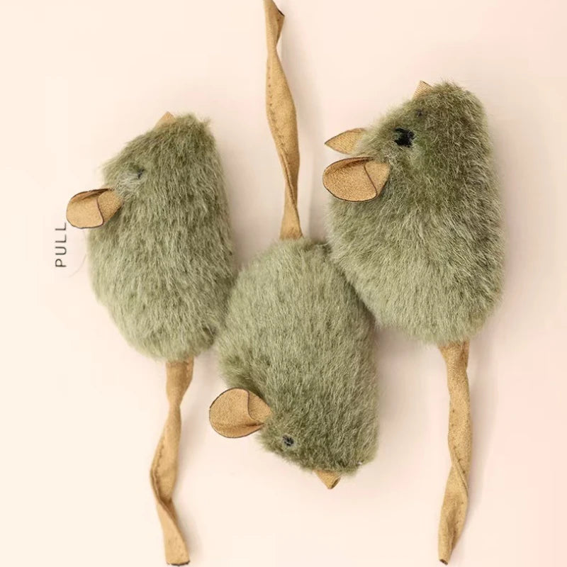 Cat Chew Plush Toy Squeaky Simulated Mouse Chew-resistant Teasing Kitten Toy Interactive Chasing Cute Teeth Grinding Cat Toy