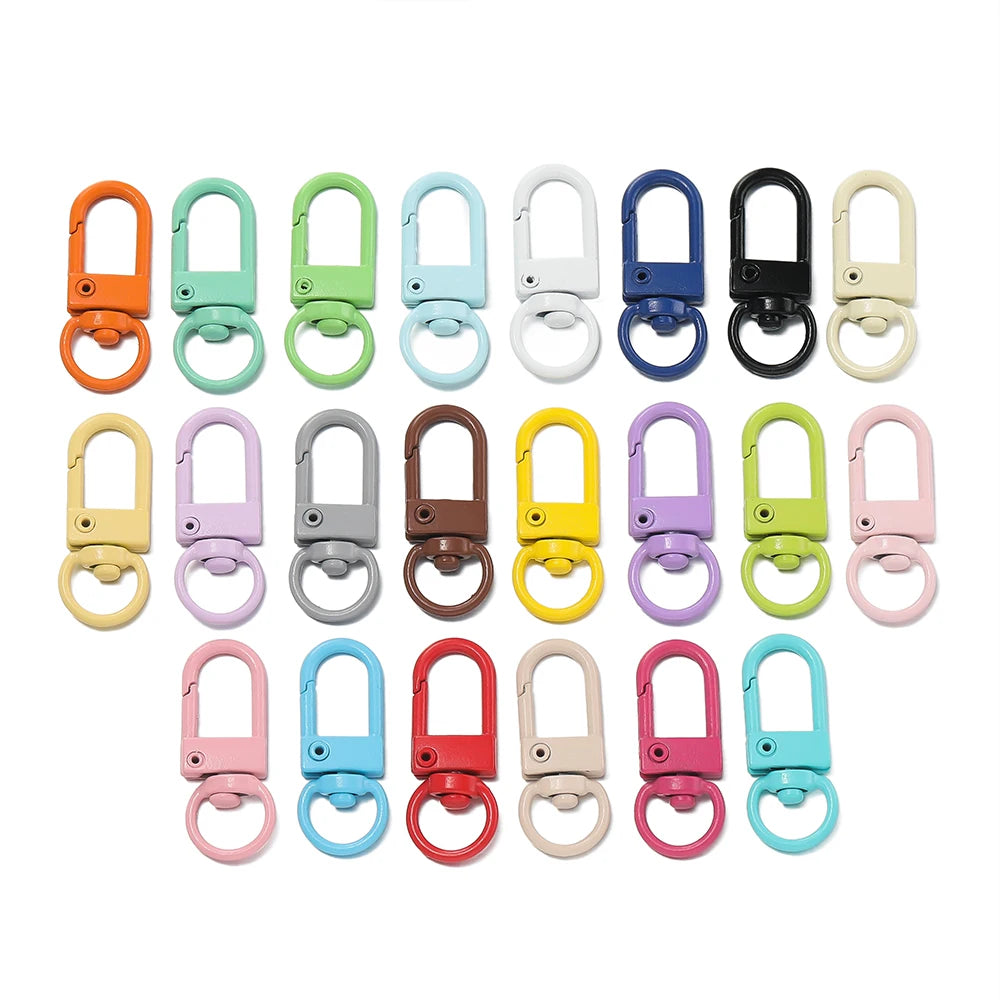 10pcs/Lot Colorful Snap Lobster Clasp Hooks For DIY Colorful Trinkets Making Rotating Pet Keychain Bag Keyring Accessories