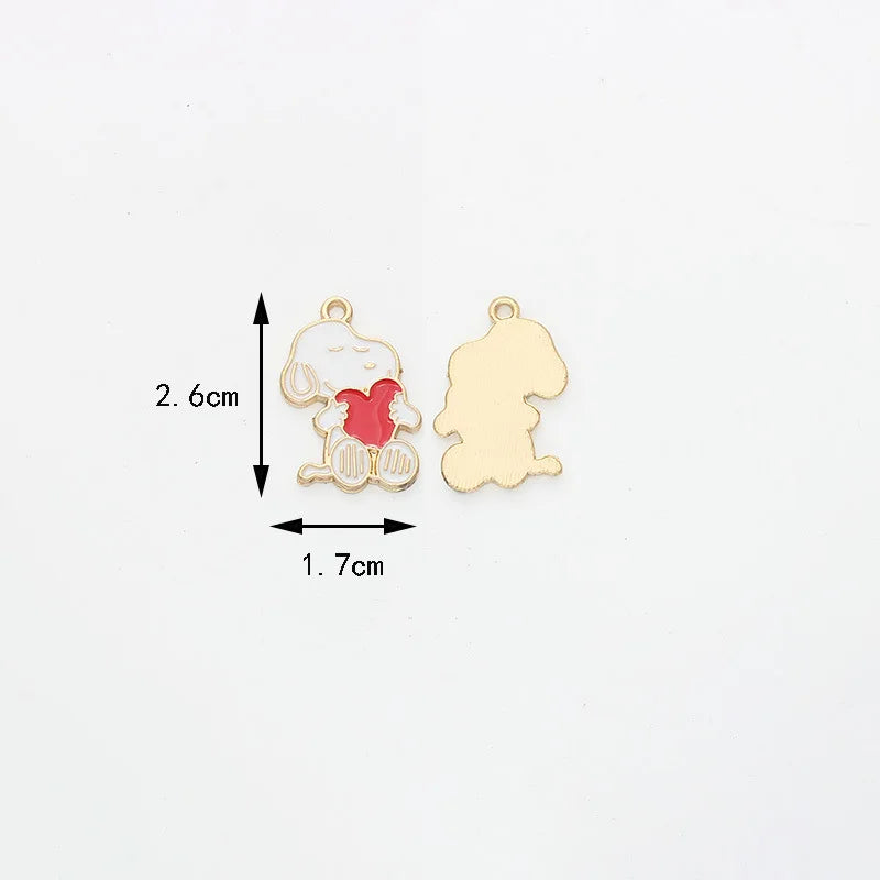 10pcs Cartoon Snoopy Decorations Cute Dog Alloy Pendant Animal Series Children's DIY Creative Fashion Jewelry Accessories Gift