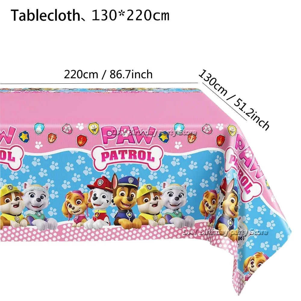 Paw Patrol Dog Birthday Tablecloth Decoration Boy Girl Birthday Baby Shower Pink Blue Tablecover Decoration Party Supplies Gifts