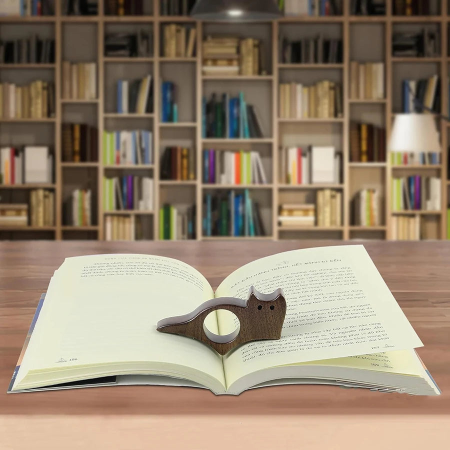 1pc Wooden Pet Cat Dog Reading Bookmark Bookmarks Rings School Supplies Student Pages Guide Marker Marking Sign Book Page Holder