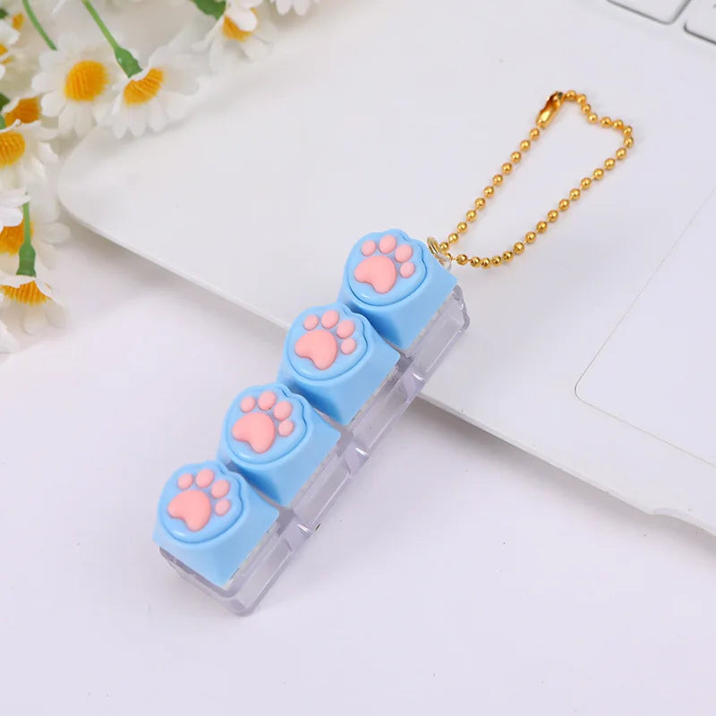 Cute Cat Paw Silicone Fidget Keychain Stress Relief Toy Portable Decor Gift For Mechanical Keyboard Lovers