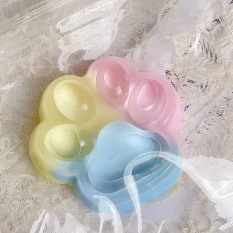 2W@Three Color Rainbow Cat Paw Soft Pinch Cute Cat Paw Slow Rebound Pinch Stress Relief Birthday Gift Crystal Soil