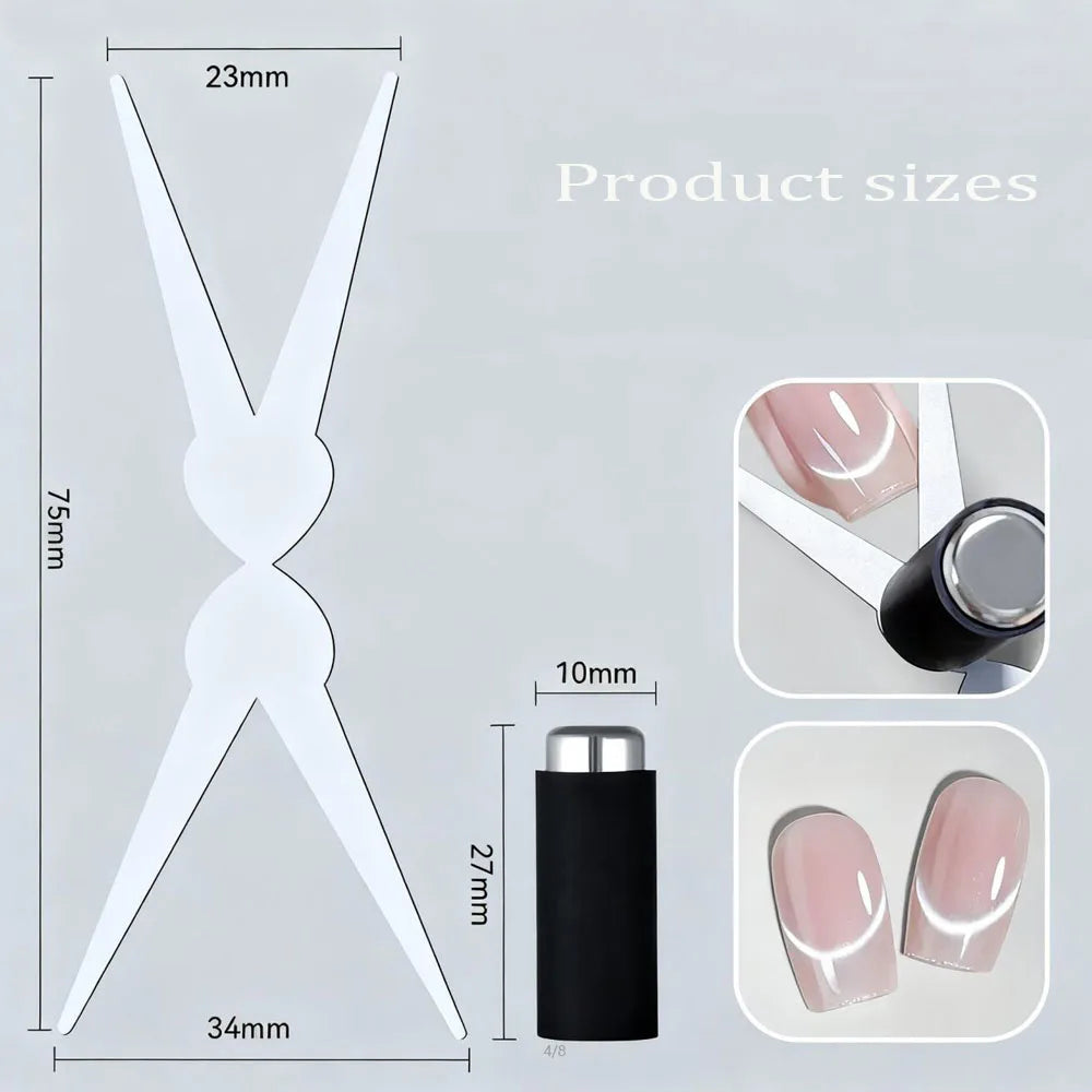 3D Double Headed Nails French Shape Strong Cat Eye Magnet Nail Art Gel Polish Magnetic Effect Manicure Accessories Tools Set