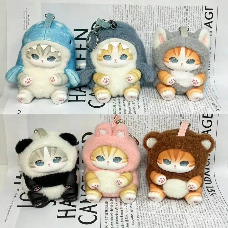 Cute Cat Doll Plush Keychain, Animal Dress Modeling, Vinyl Doll，bag Decoration Pendant,Surprise Blind Box，ideal Toy Gift Pendant