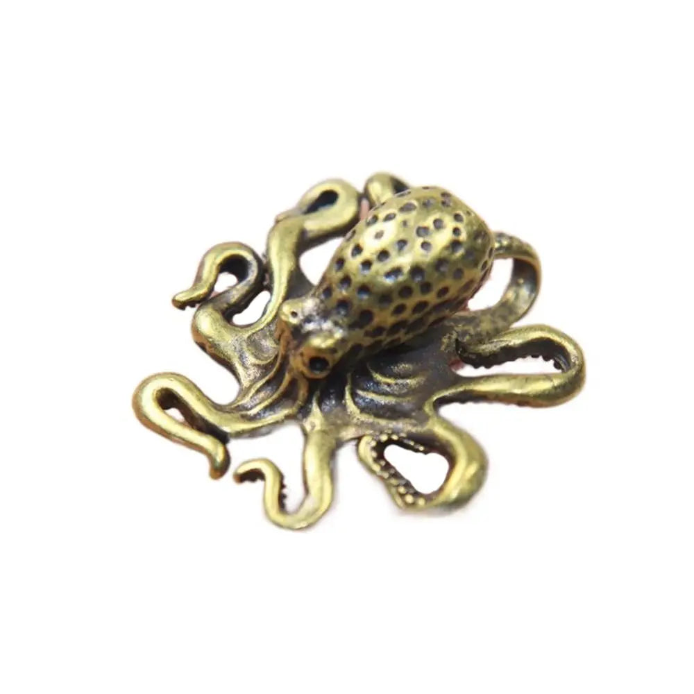 Creative Octopus Model Ornament Brass Octopus Sculpture Tea Pets Desk Ornament Accessories