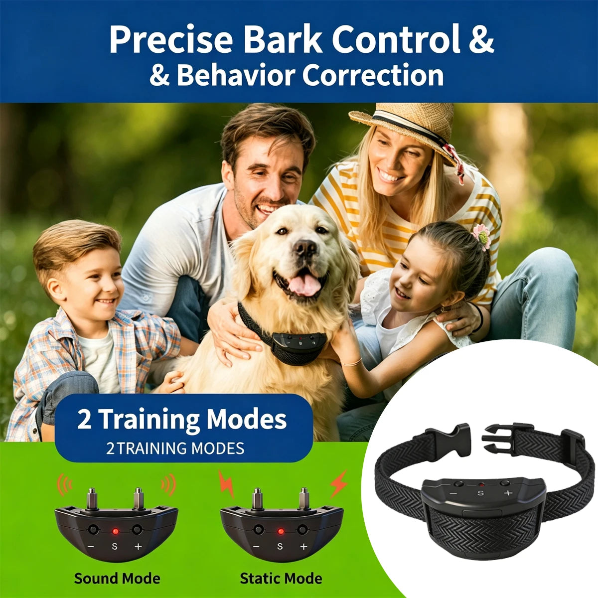 Automatic Anti-barking Click Training Waterproof Shock Collar Electric Dog Anti-bark Device for Dogs Stop Big Pets Products Pet