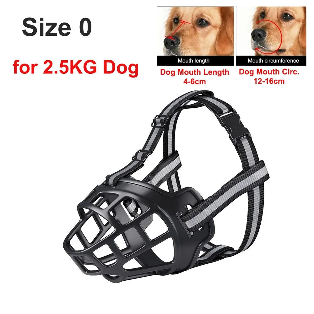 Durable Anti-Biting Adjustable Dog Muzzle Can Drink Water With Reflective Strip Dog Mouth Cover Plastic Breathable Pet Muzzle